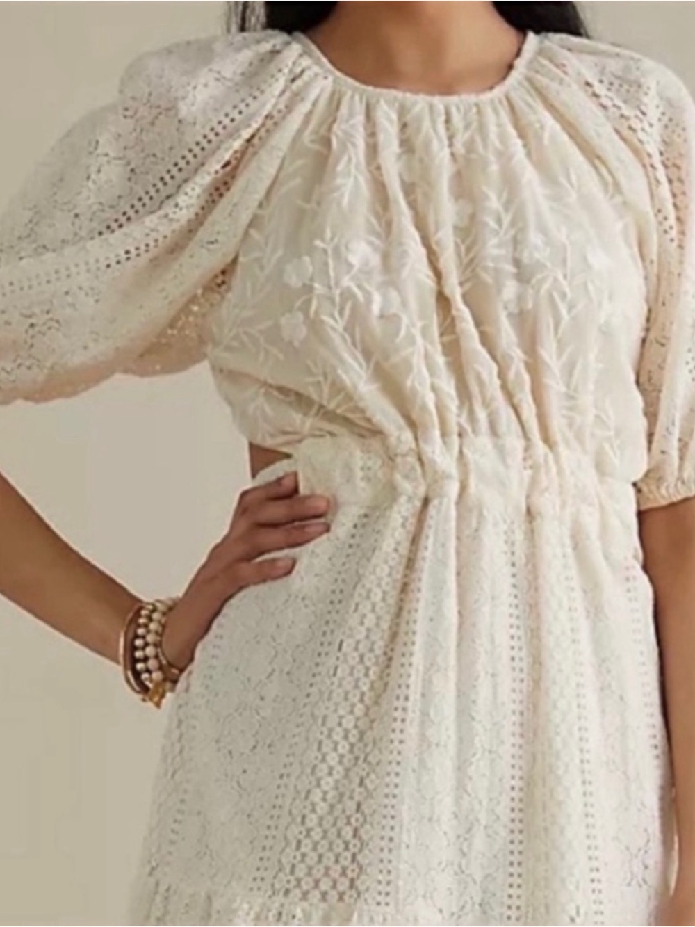 Anthropologie Verb Agnesa Ivory Lace Open Back Maxi Dress Size 10 NWT - Picture 5 of 11